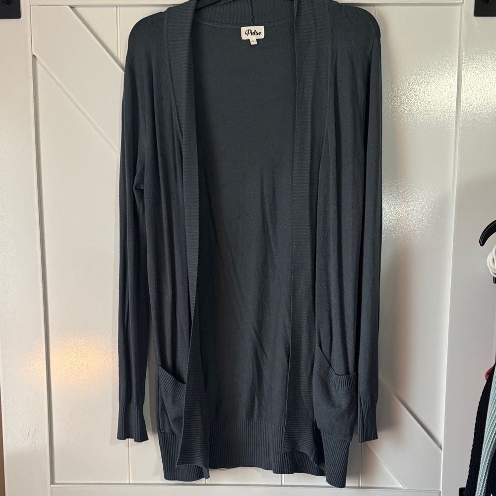 Pulse Steel Blue Open Front Cardigan